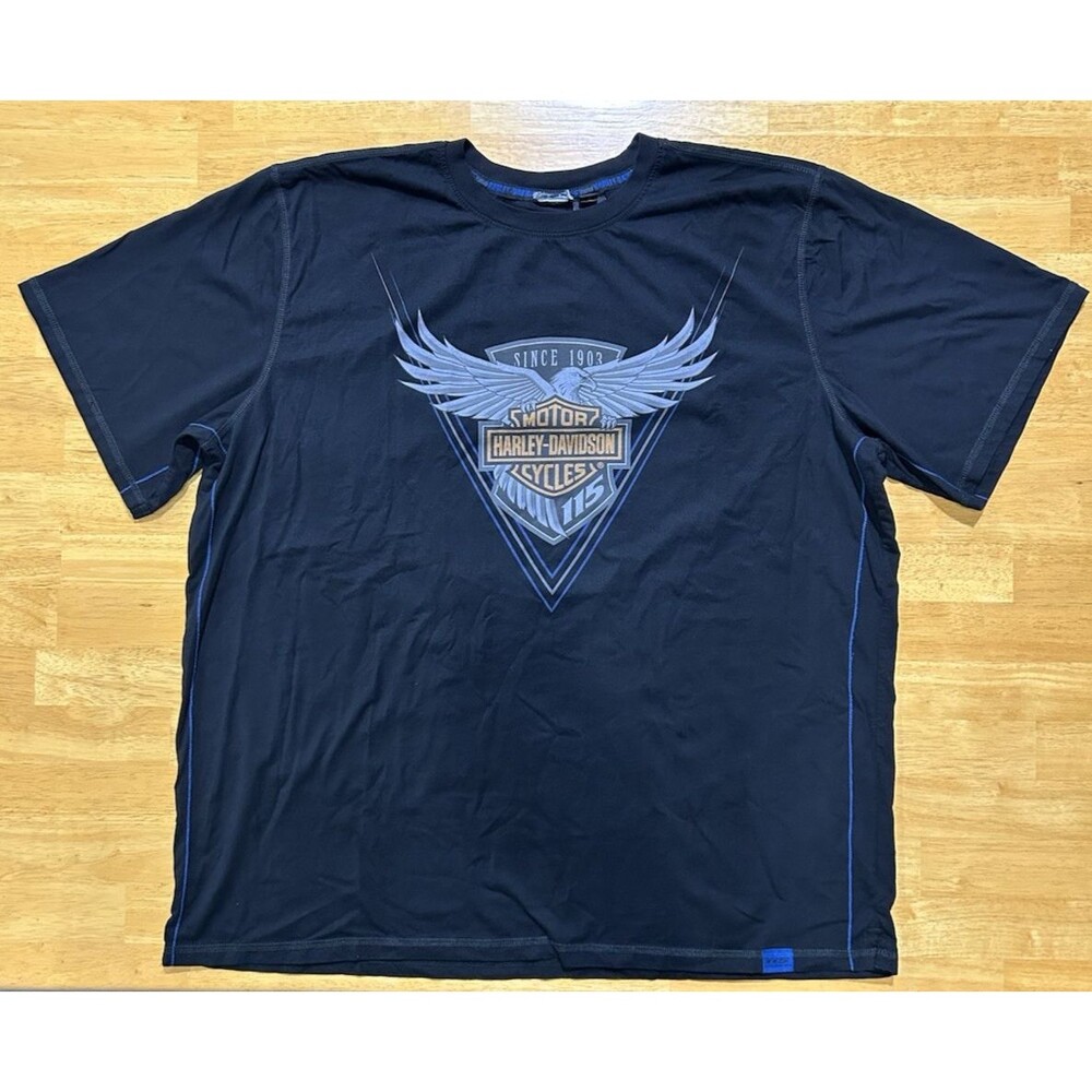 Harley Davidson Men's 115th Ann. Black T-Shirt Winged Eagle Bar Shield 3XL H-1